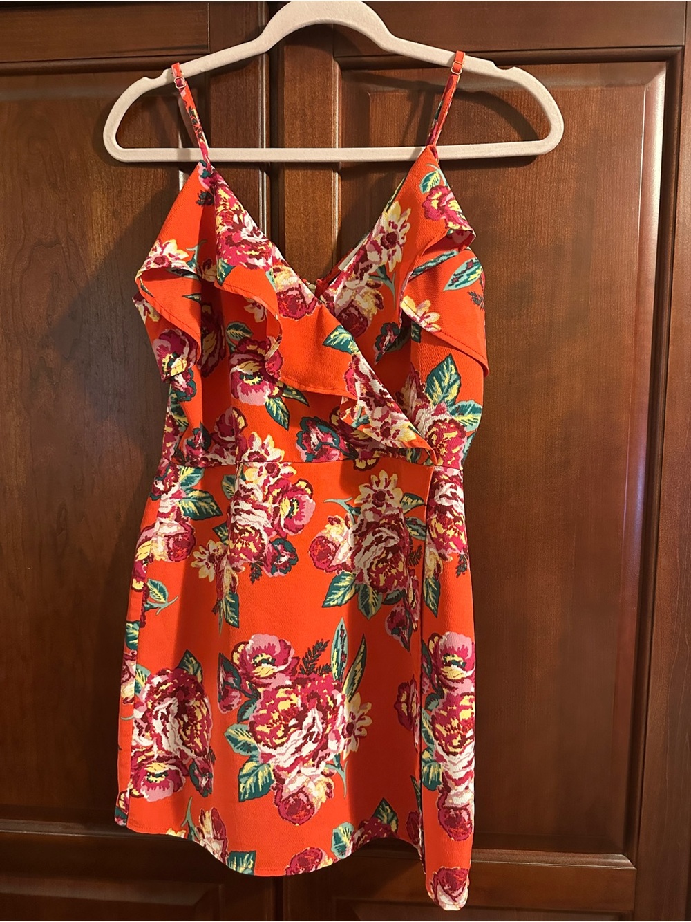 BP floral red romper adjustable straps